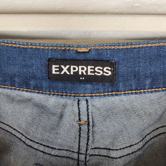 Express Women's Size 6 Jeans Ankle Legging Mid Rise Distressed Raw Hem - Picture 4 of 6